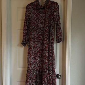 Elegant Red and White Printed Dress